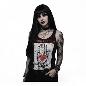 Sleeping With Sirens Graphic Tank Top XS Goth EMO Band Tee Cotton Pop Punk Music